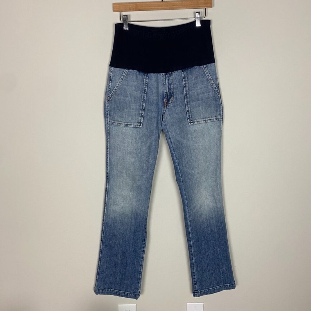 7 For All‎ Mankind Maternity Jeans Womens 32 Light Wash Flap Pocket Belly Panel